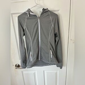 Grey and white stripe athletic jacket size small